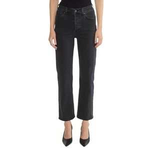 Aritzia Denim Forum Arlo High-Rise Straight Leg Jean Washed Black Sz 25